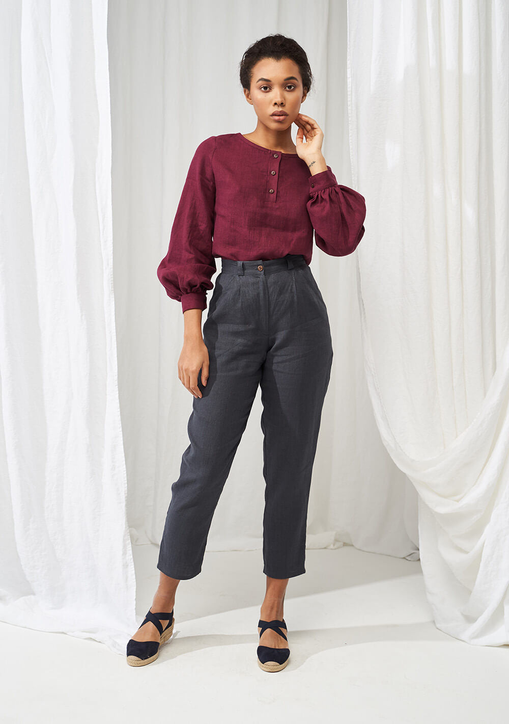 High waist tapered linen pants Ginger