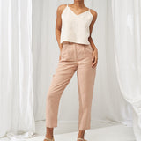 High waist tapered linen pants Ginger