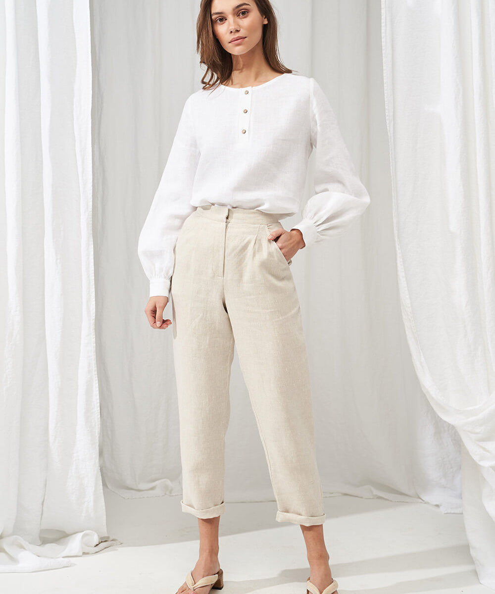 High waisted linen pants Delaney