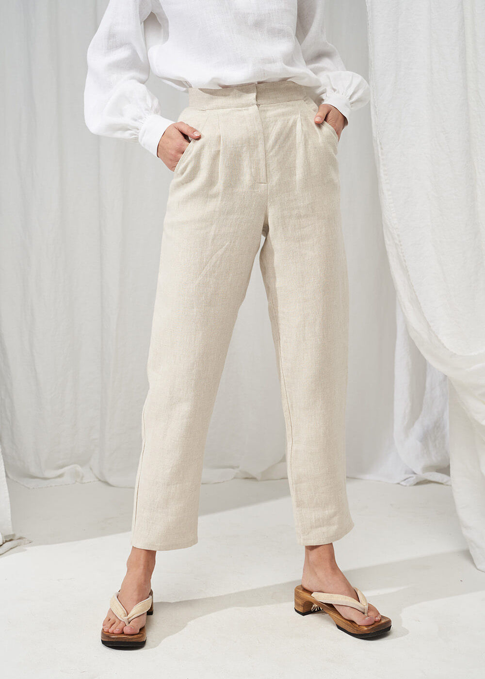 High waisted linen pants Delaney