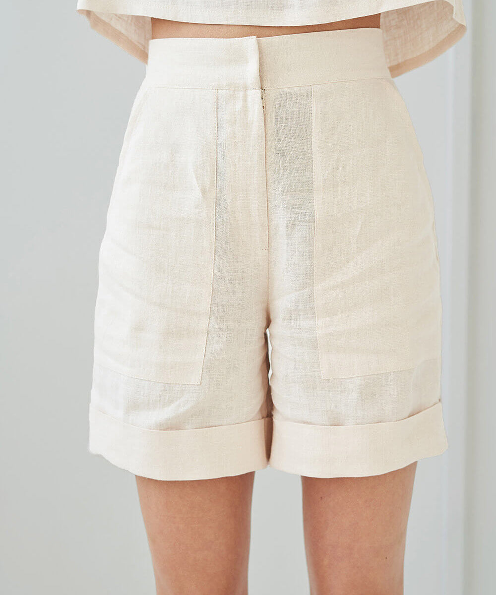 High waisted linen shorts Aspen