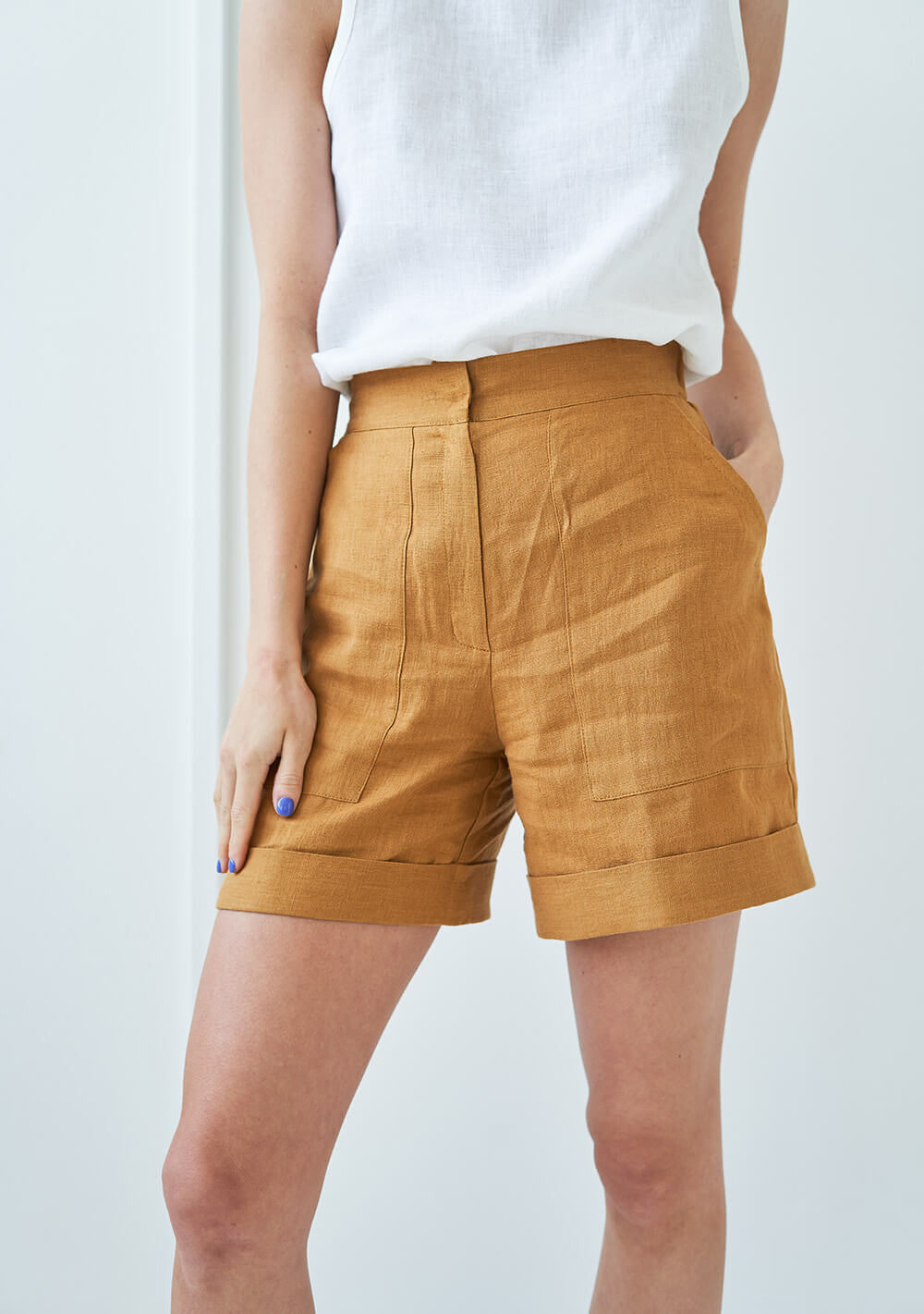 High waisted linen shorts Aspen