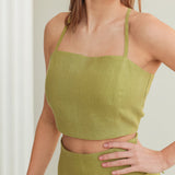 Lace up back crop top Heather