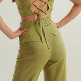 Lace up back crop top Heather