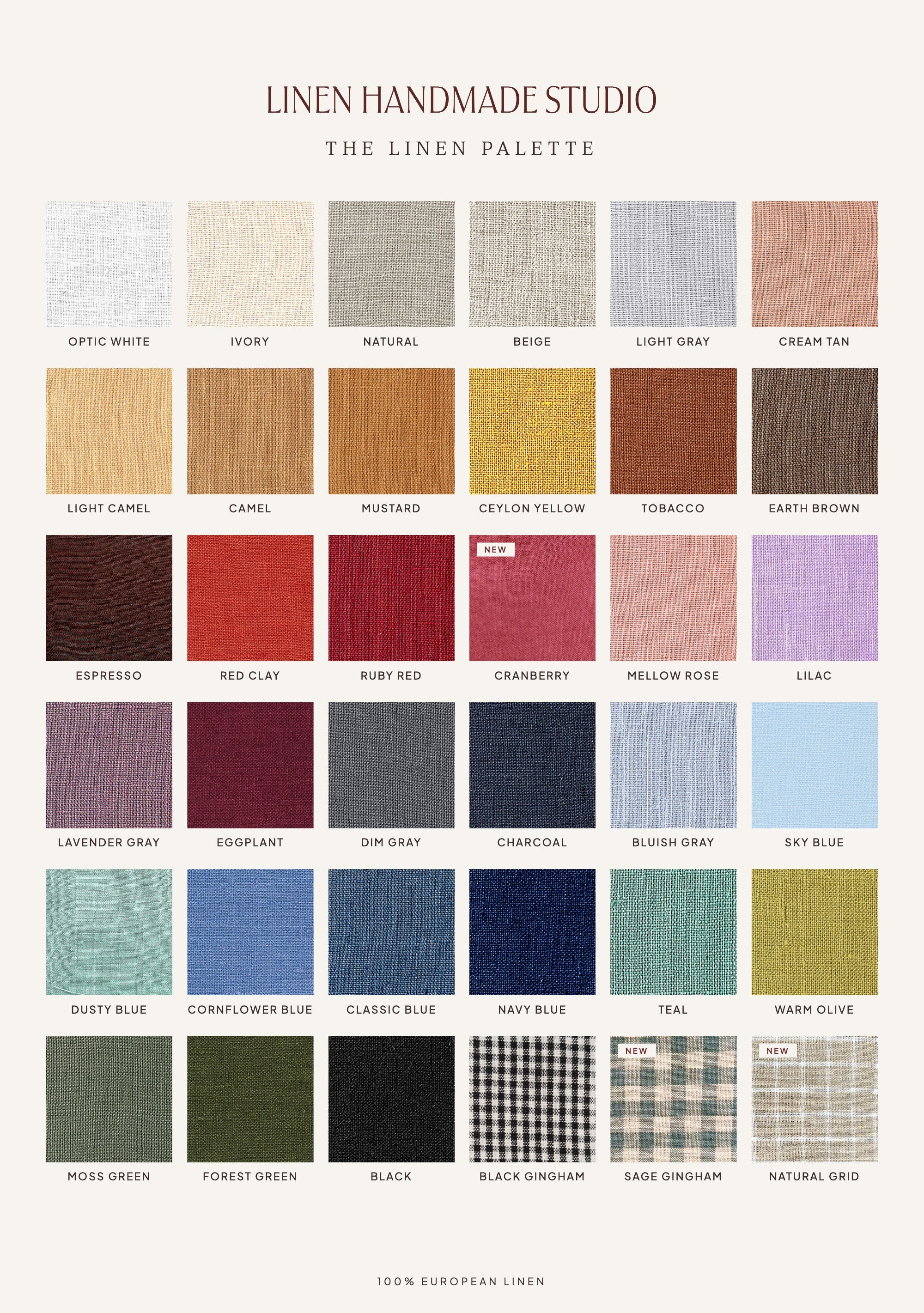 Linen Handmade Studio linen color palette