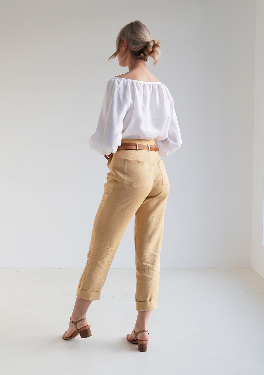 Linen blouse Bloom with tie neck