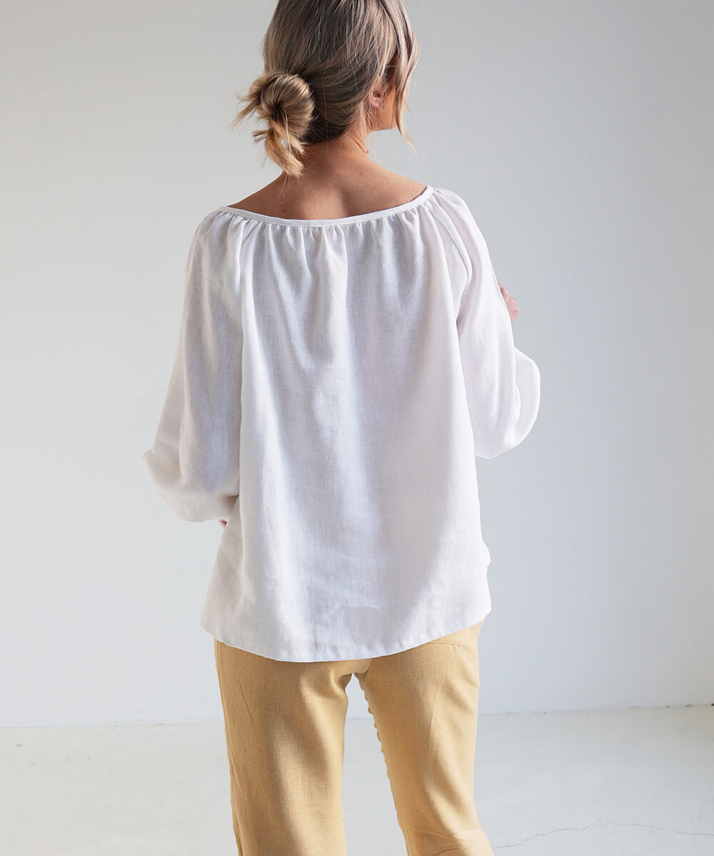 Linen blouse Bloom with tie neck