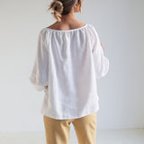 Linen blouse Bloom with tie neck