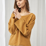 Linen boat neck top with long sleeves Bruno