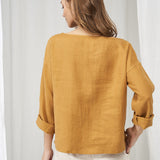 Linen boat neck top with long sleeves Bruno