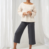 Linen boat neck top with long sleeves Bruno
