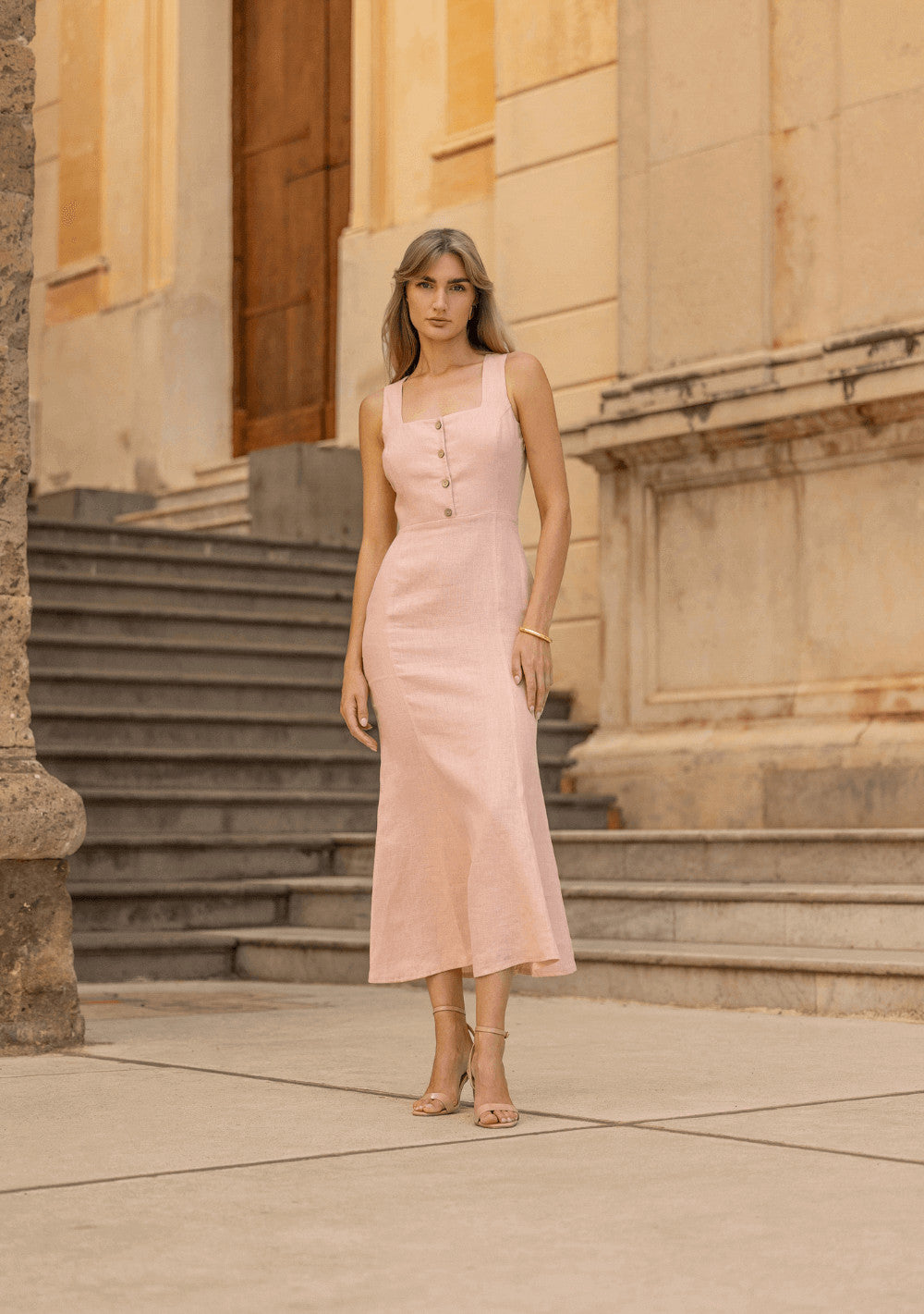 Linen bodice trumpet dress Valery