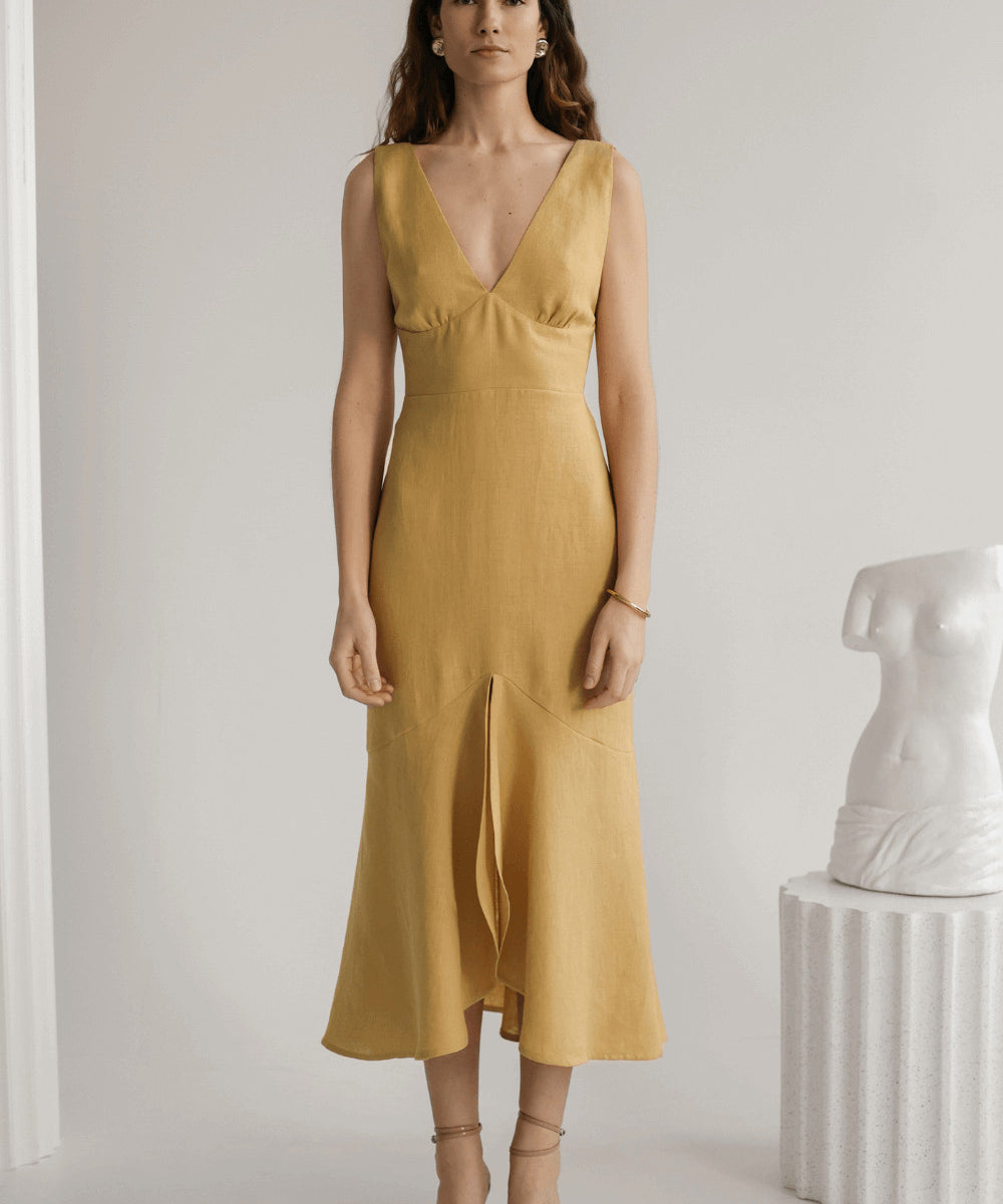 Linen bridesmaid dress Crystal