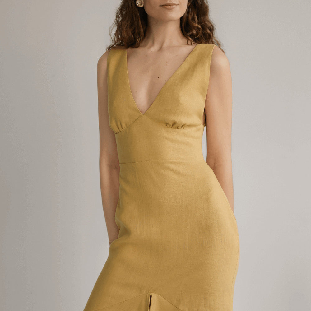 Linen bridesmaid dress Crystal