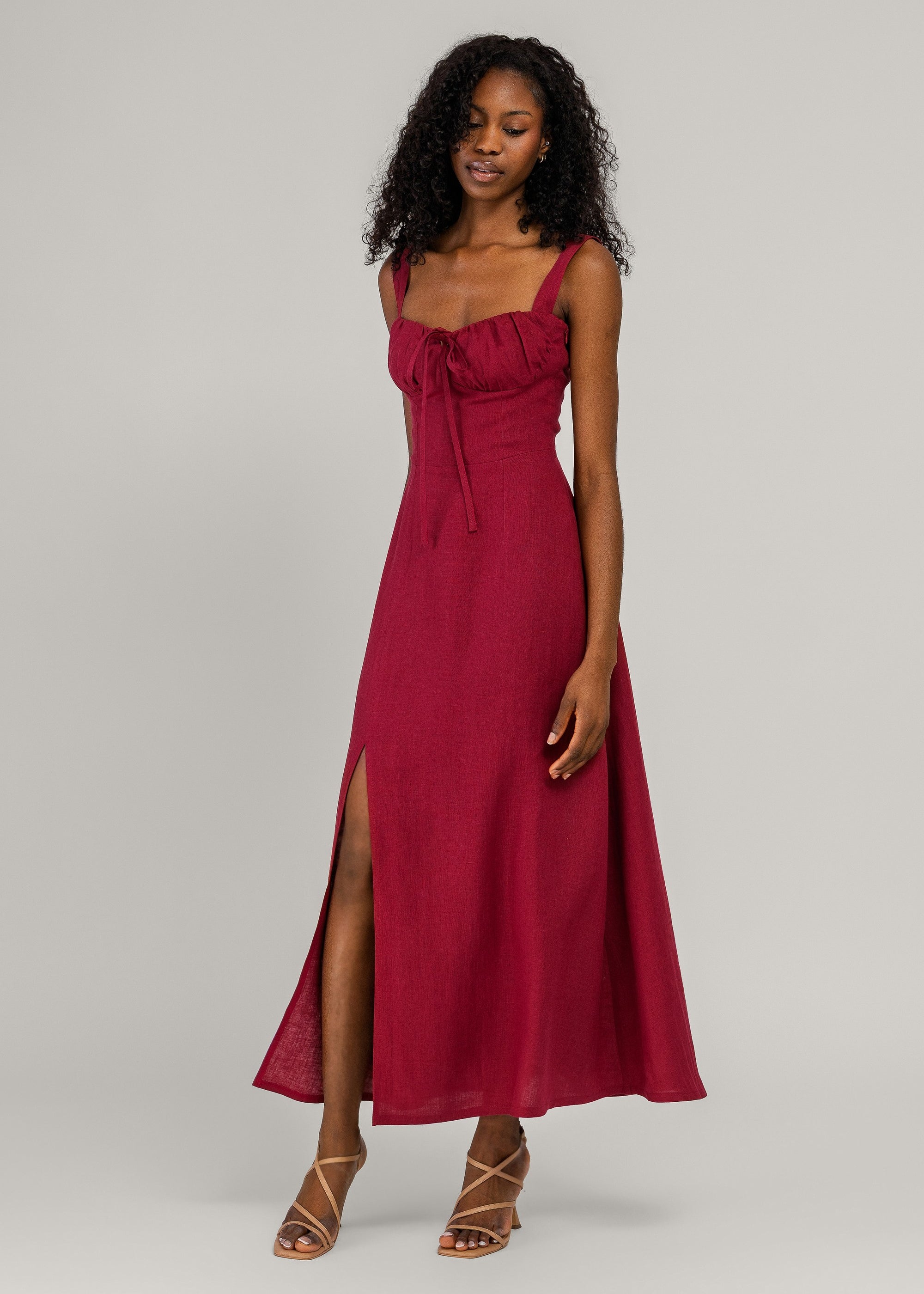 Linen bustier maxi dress Audrey