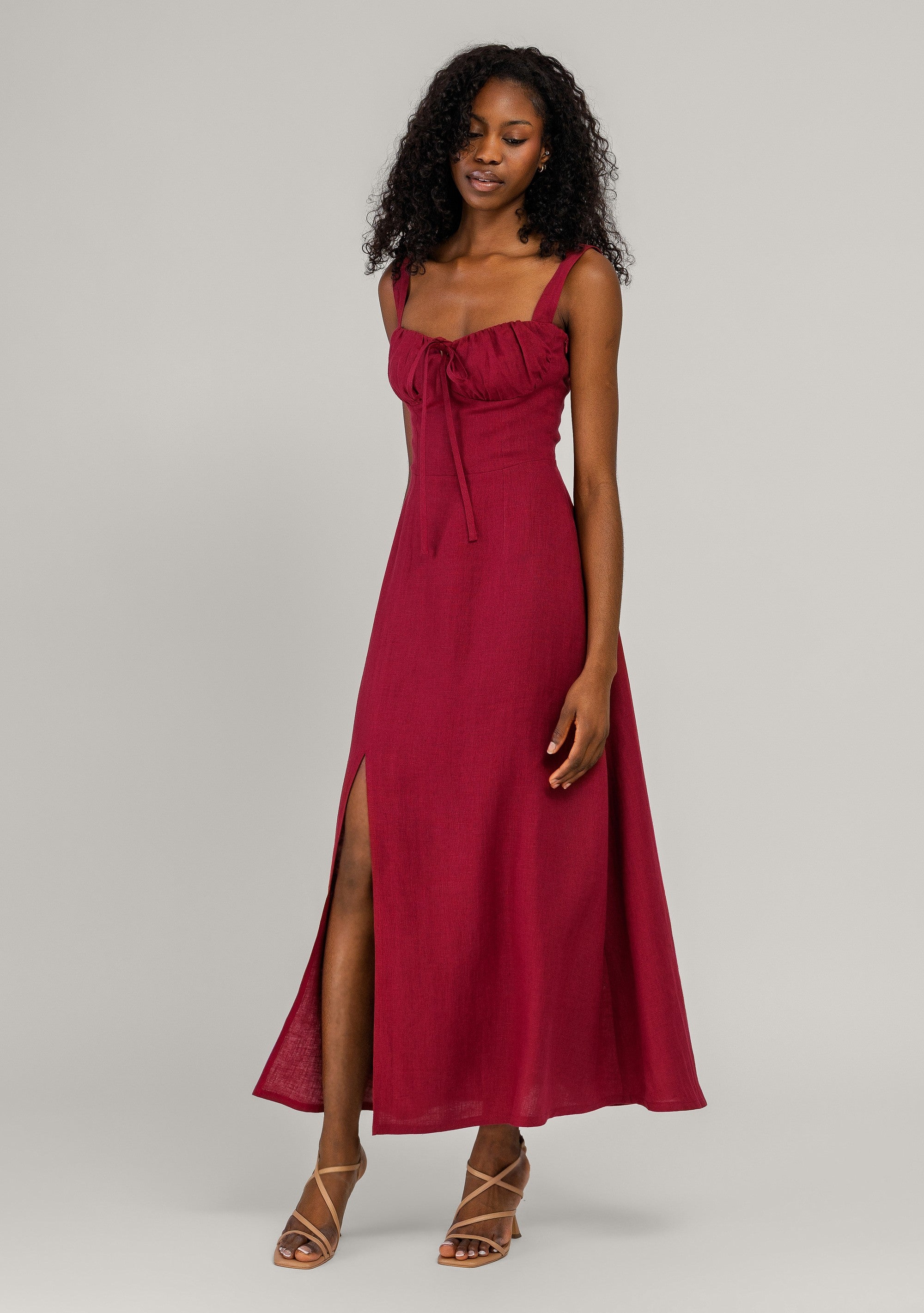 Linen bustier maxi dress Audrey
