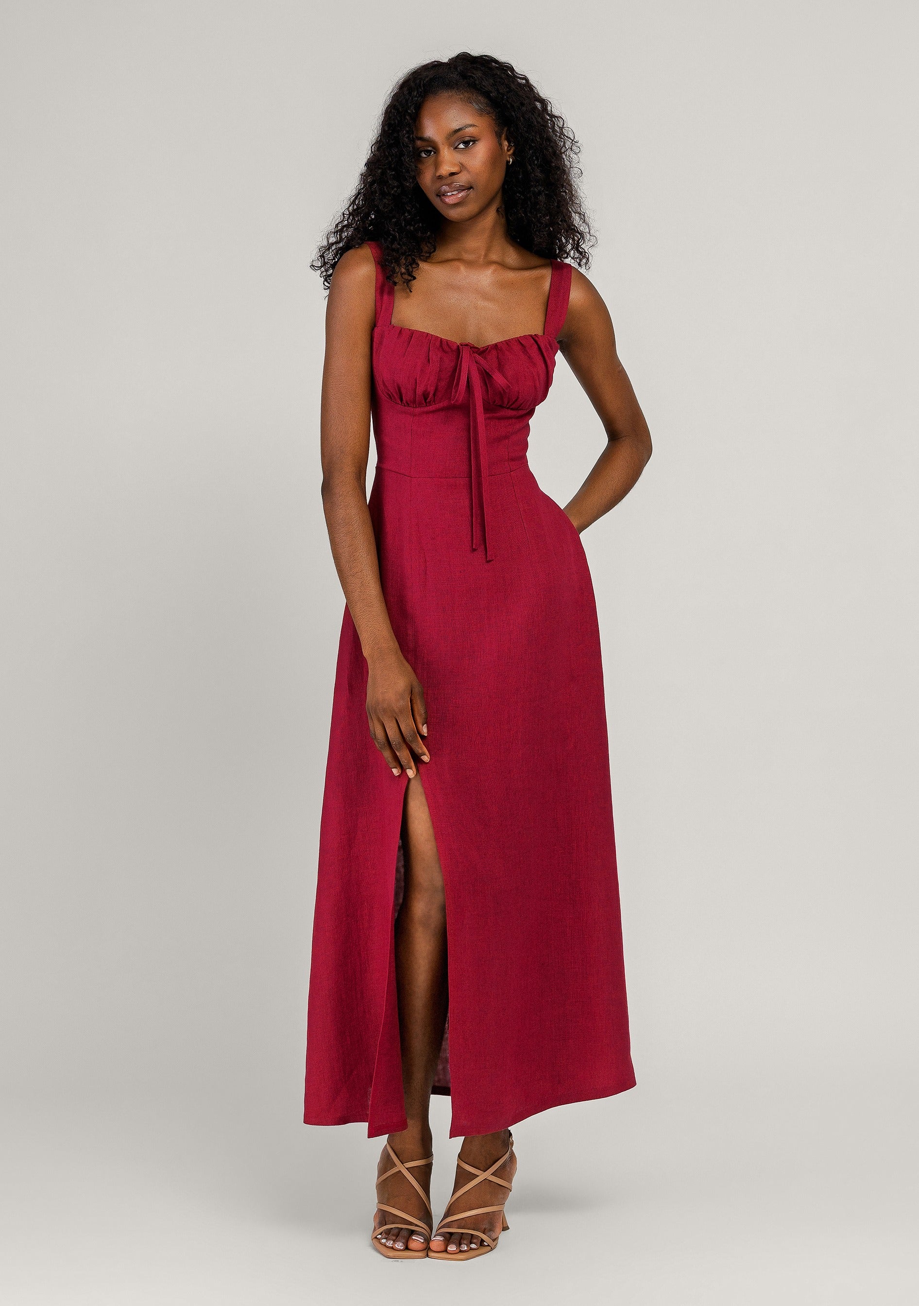 Linen bustier maxi dress Audrey