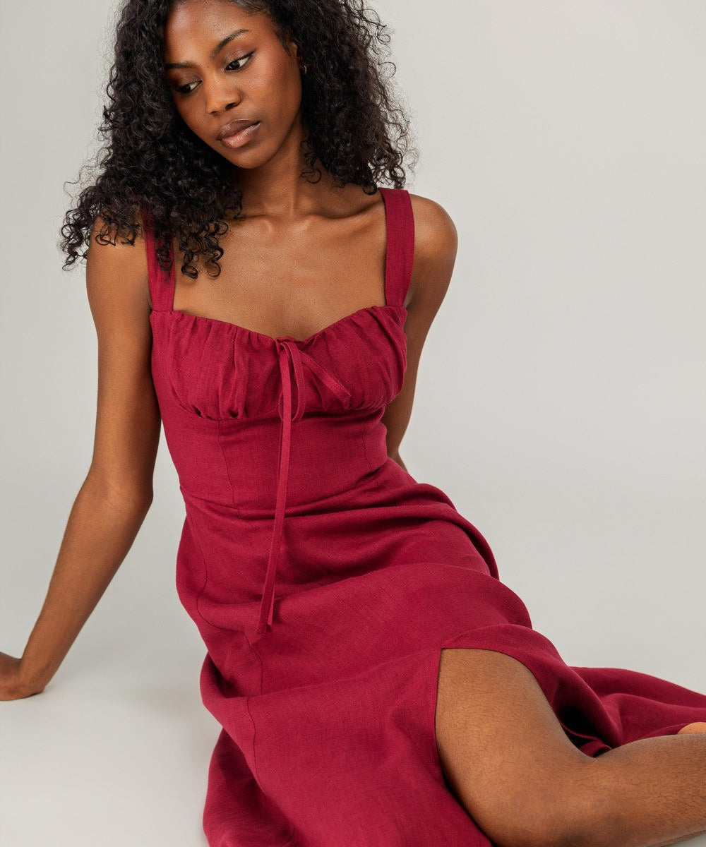 Linen bustier maxi dress Audrey