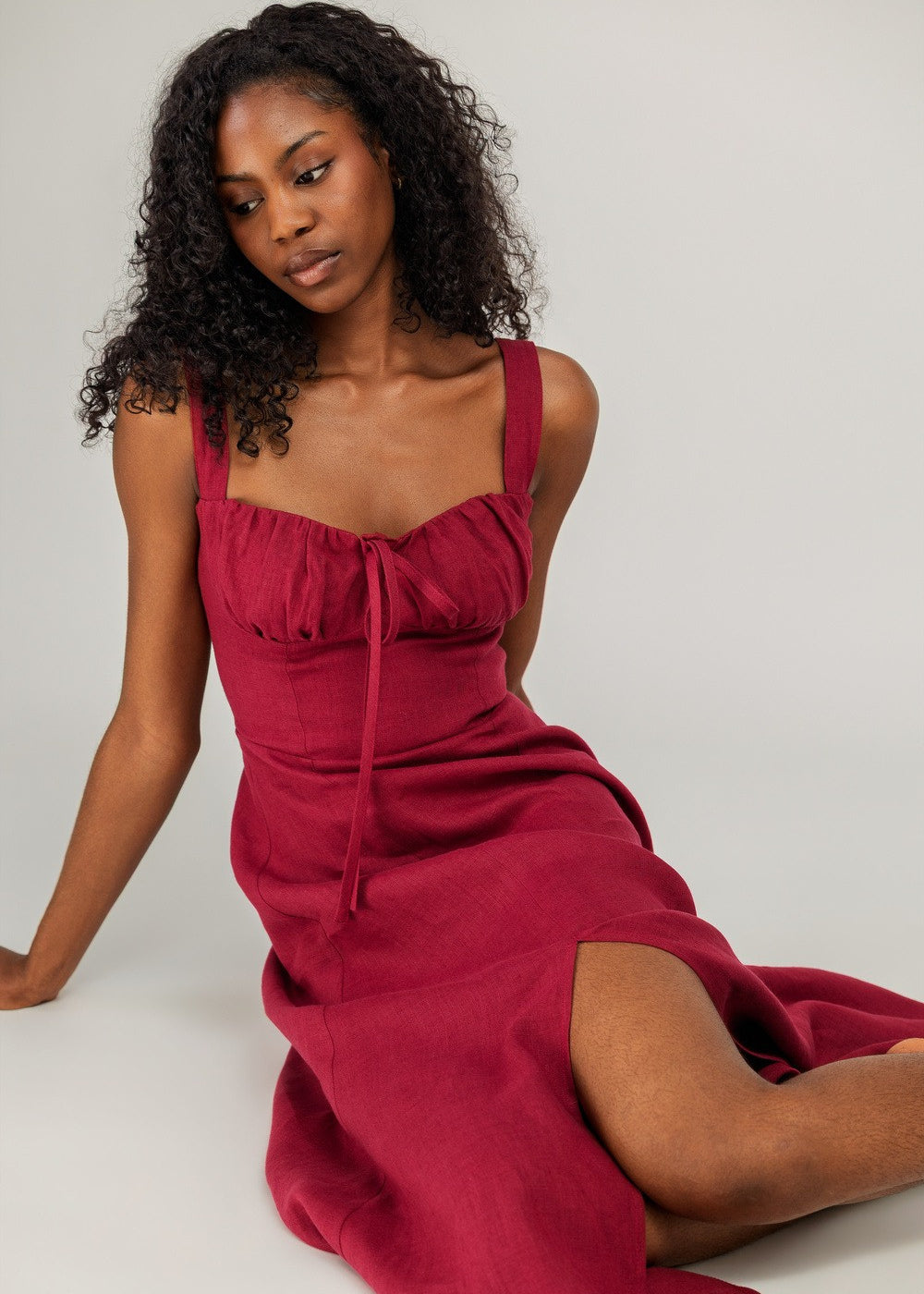 Linen bustier maxi dress Audrey