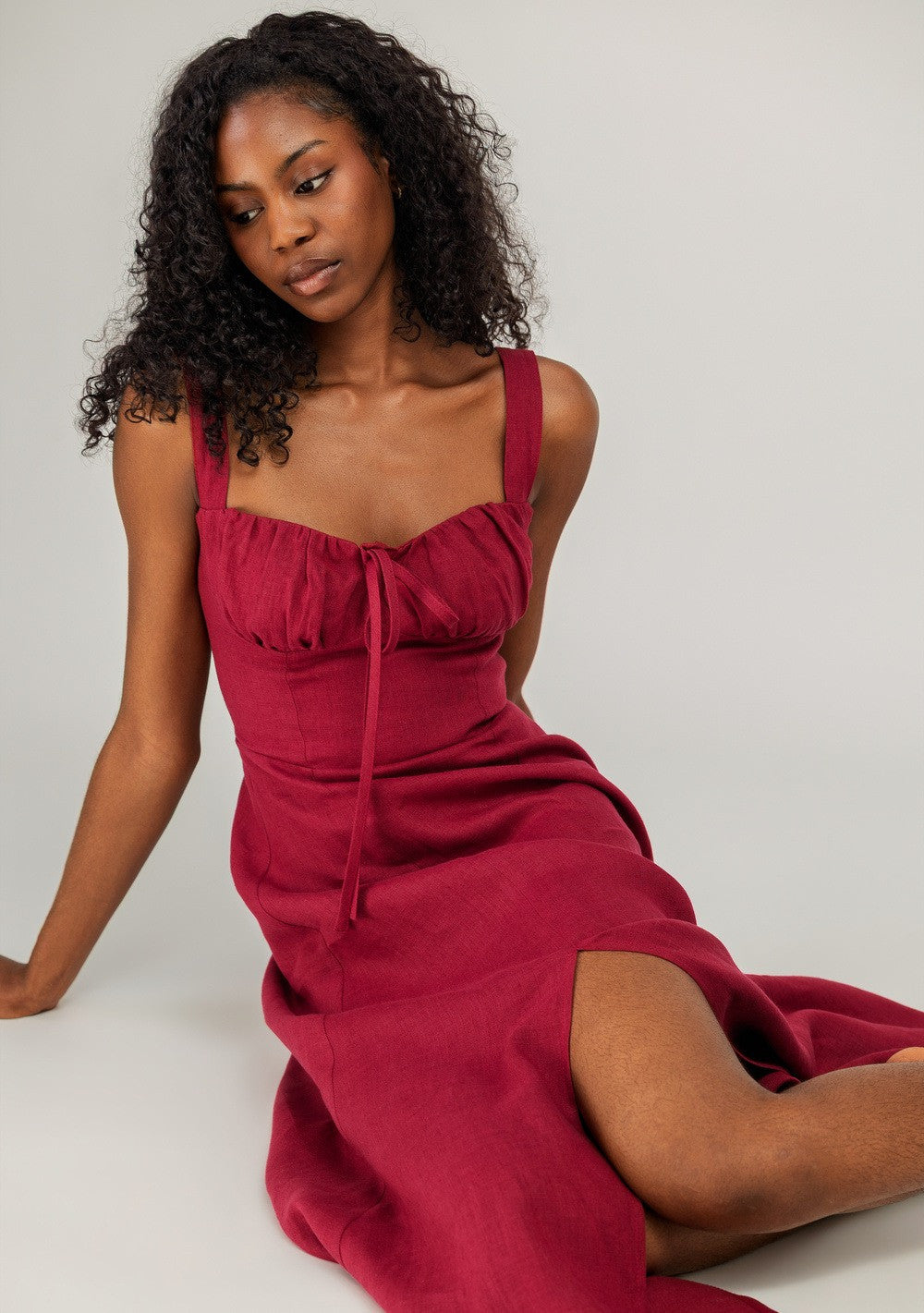 Linen bustier maxi dress Audrey