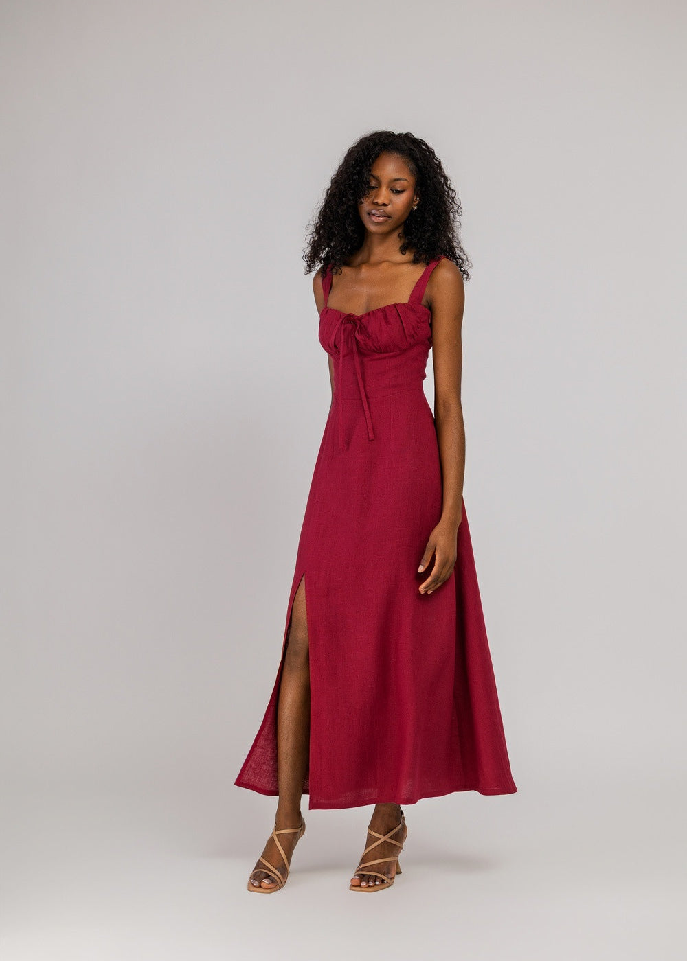 Linen bustier maxi dress Audrey