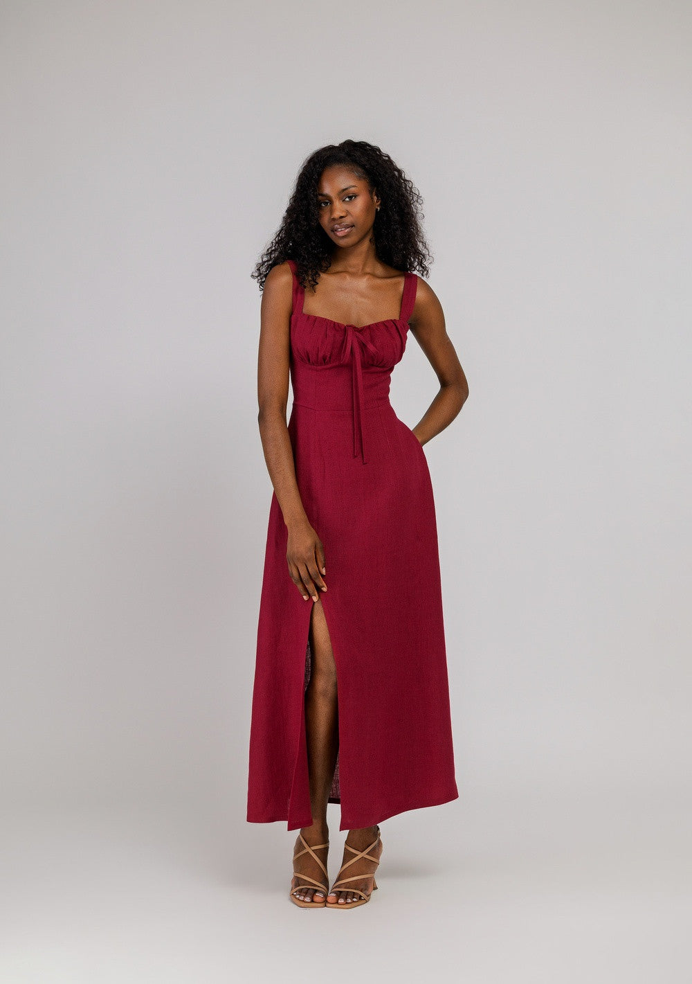 Linen bustier maxi dress Audrey