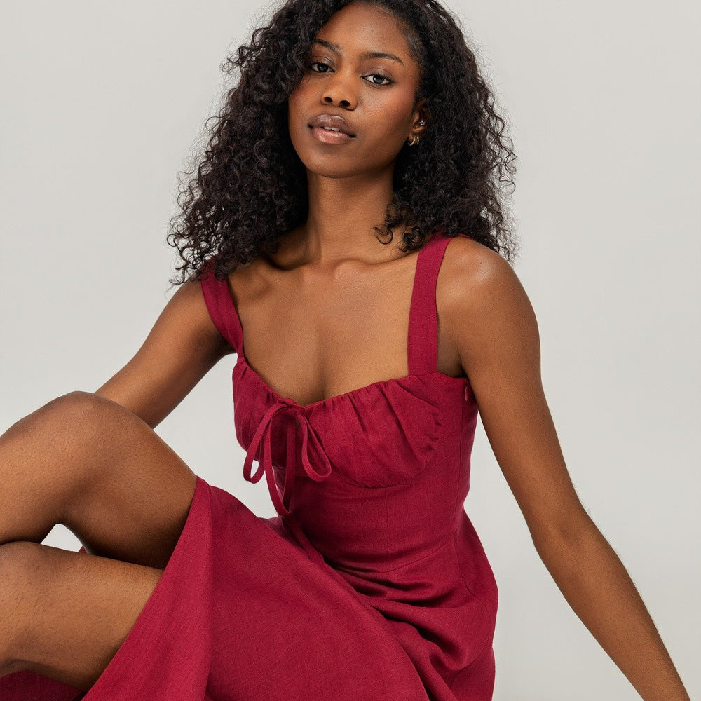 Linen bustier maxi dress Audrey