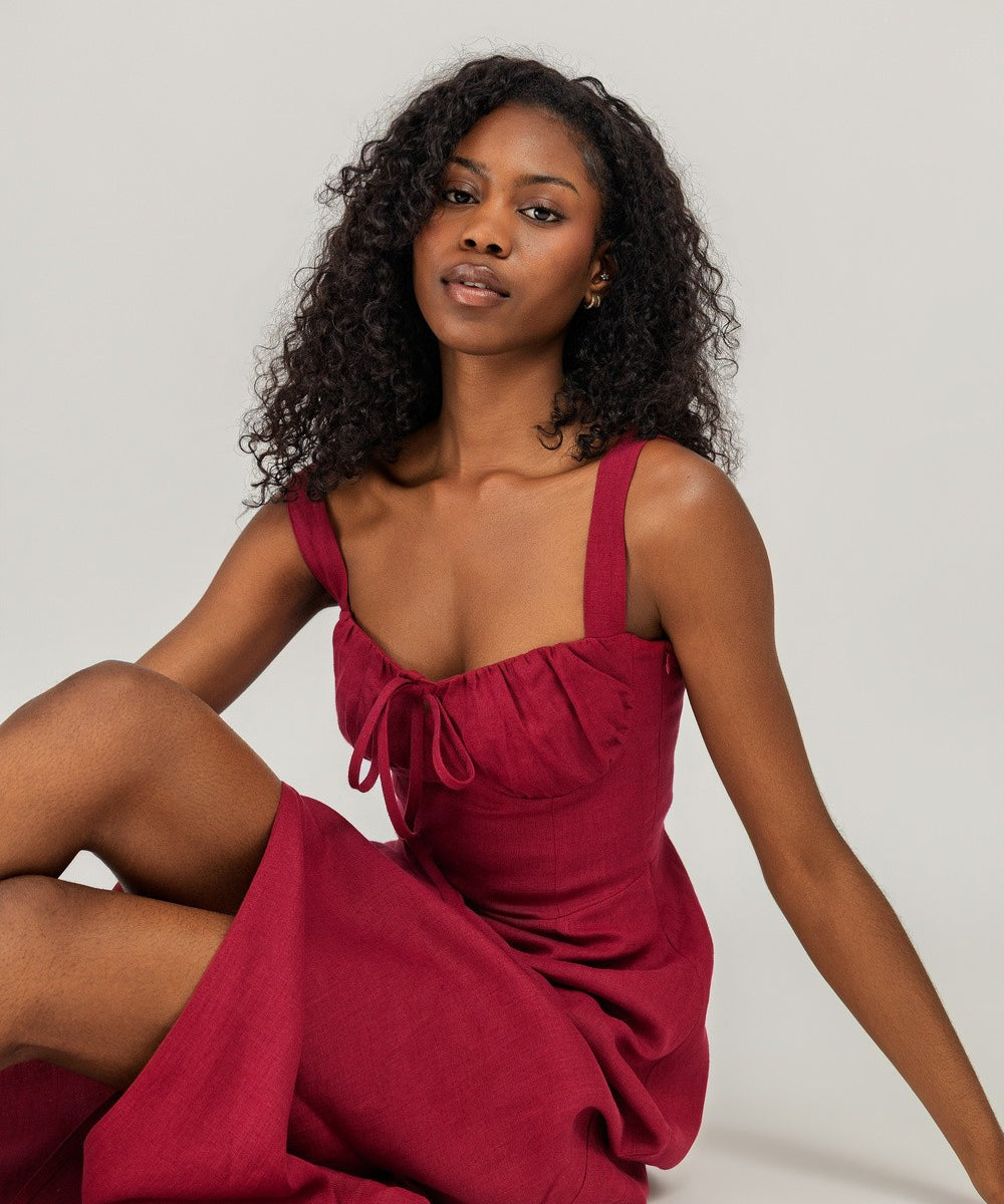Linen bustier maxi dress Audrey