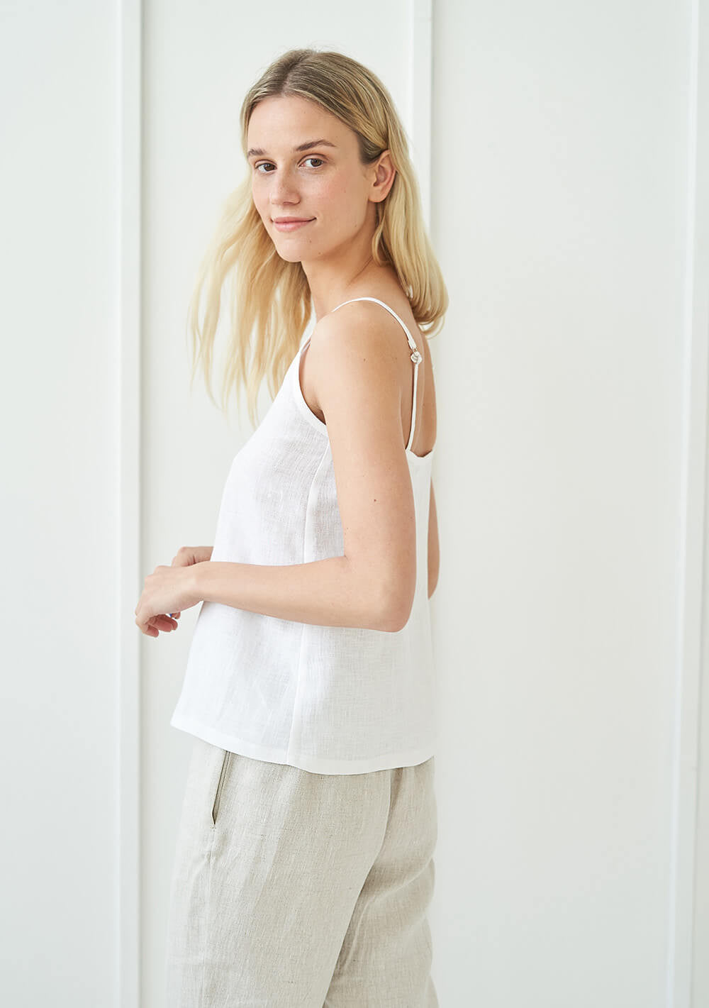 Linen spaghetti strap top Ivy
