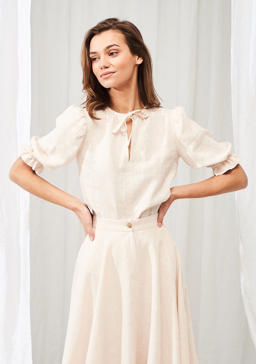 Linen circle skirt Wavy in maxi length