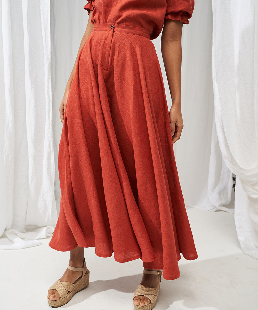 Linen circle skirt Wavy in maxi length
