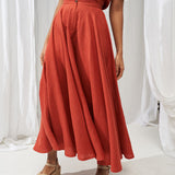 Linen circle skirt Wavy in maxi length