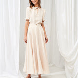Linen circle skirt Wavy in maxi length
