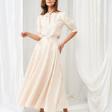 Linen circle skirt Wavy in maxi length