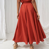 Linen circle skirt Wavy in maxi length