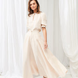 Linen circle skirt Wavy in maxi length