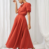 Linen circle skirt Wavy in maxi length