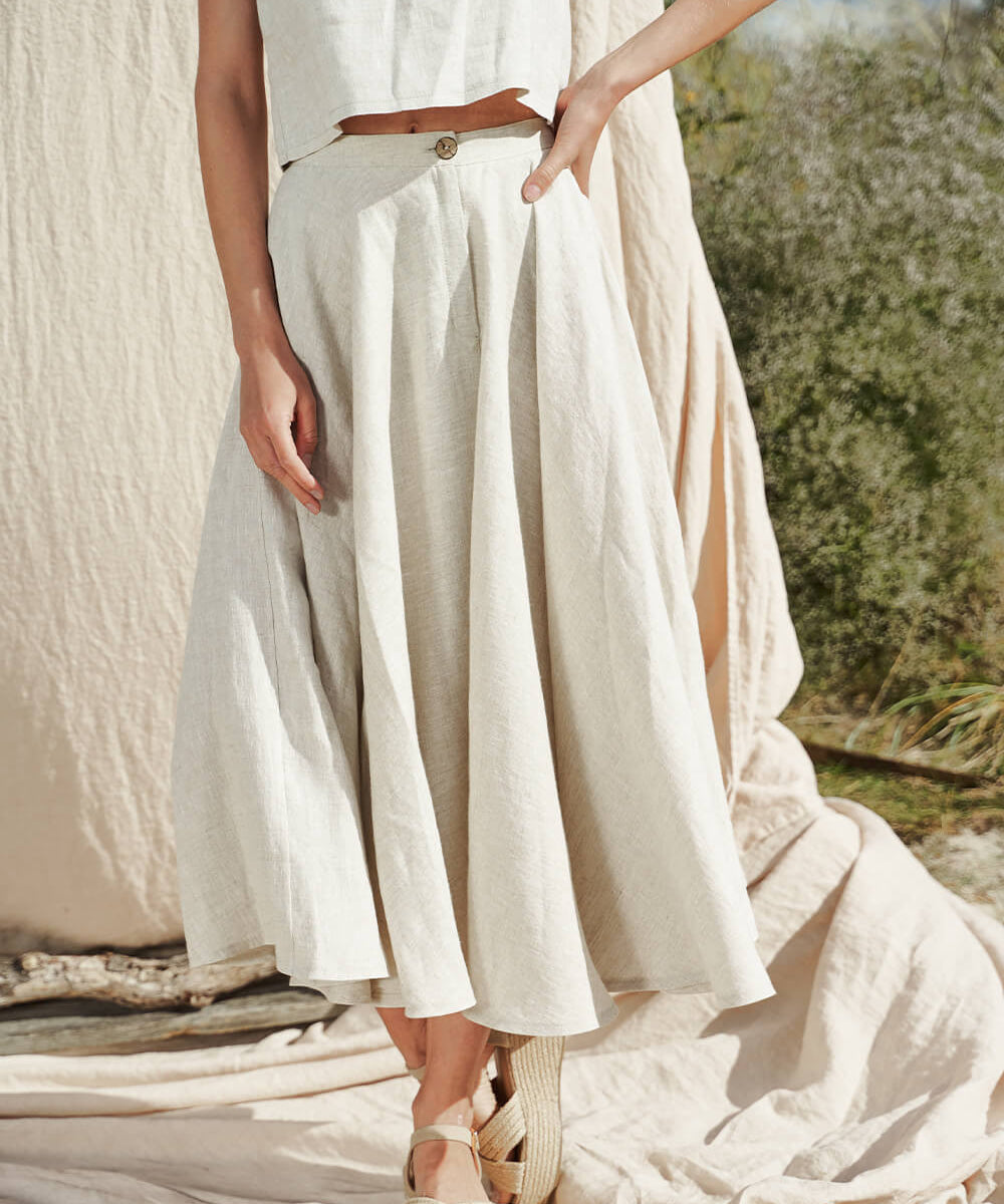 Linen circle skirt Wavy