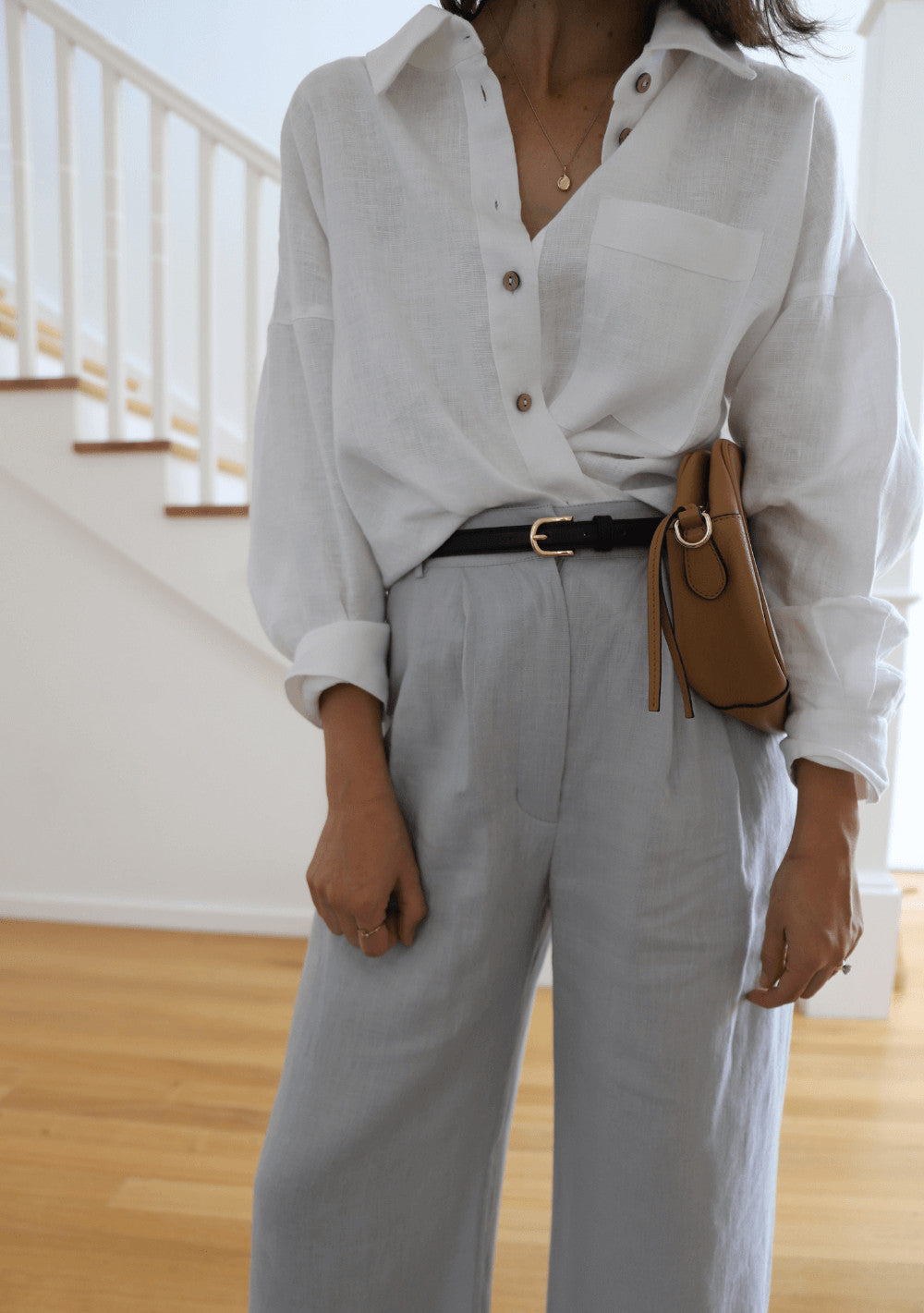 Linen collar shirt Amber