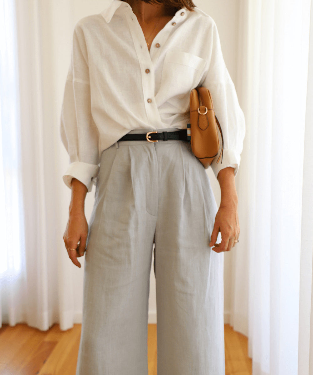 Linen collar shirt Amber