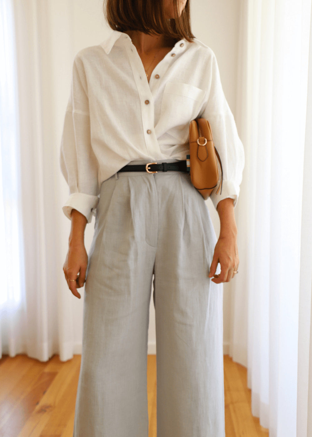 Linen collar shirt Amber