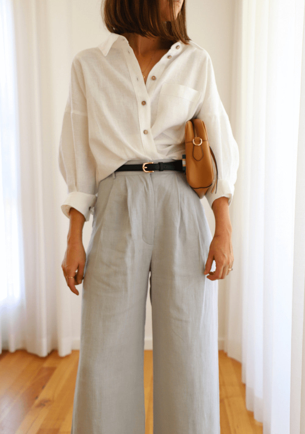 Linen collar shirt Amber