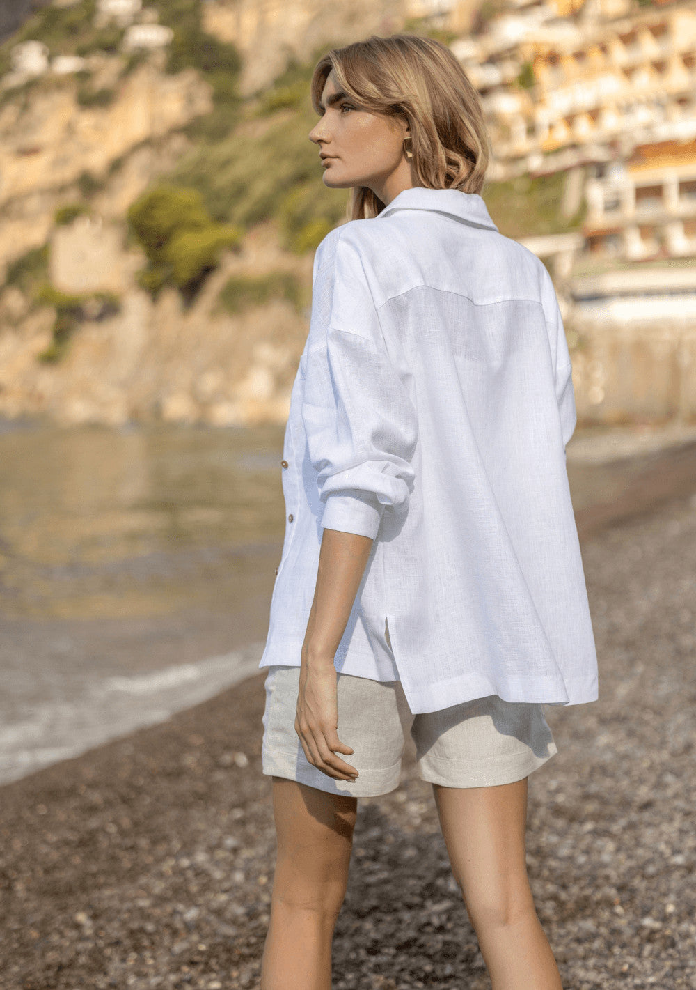 Linen collar shirt Amber