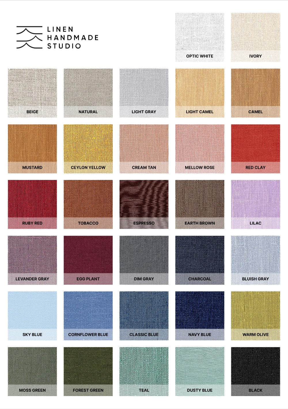 Rustic tab top linen curtain in beige – linen color palette with 32 shades