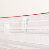 Retro 3 color block linen curtain – heading tape with a curtain hook, close up
