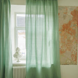Linen curtain panel in teal – photo 1