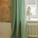 Linen curtain panel in teal – photo 2