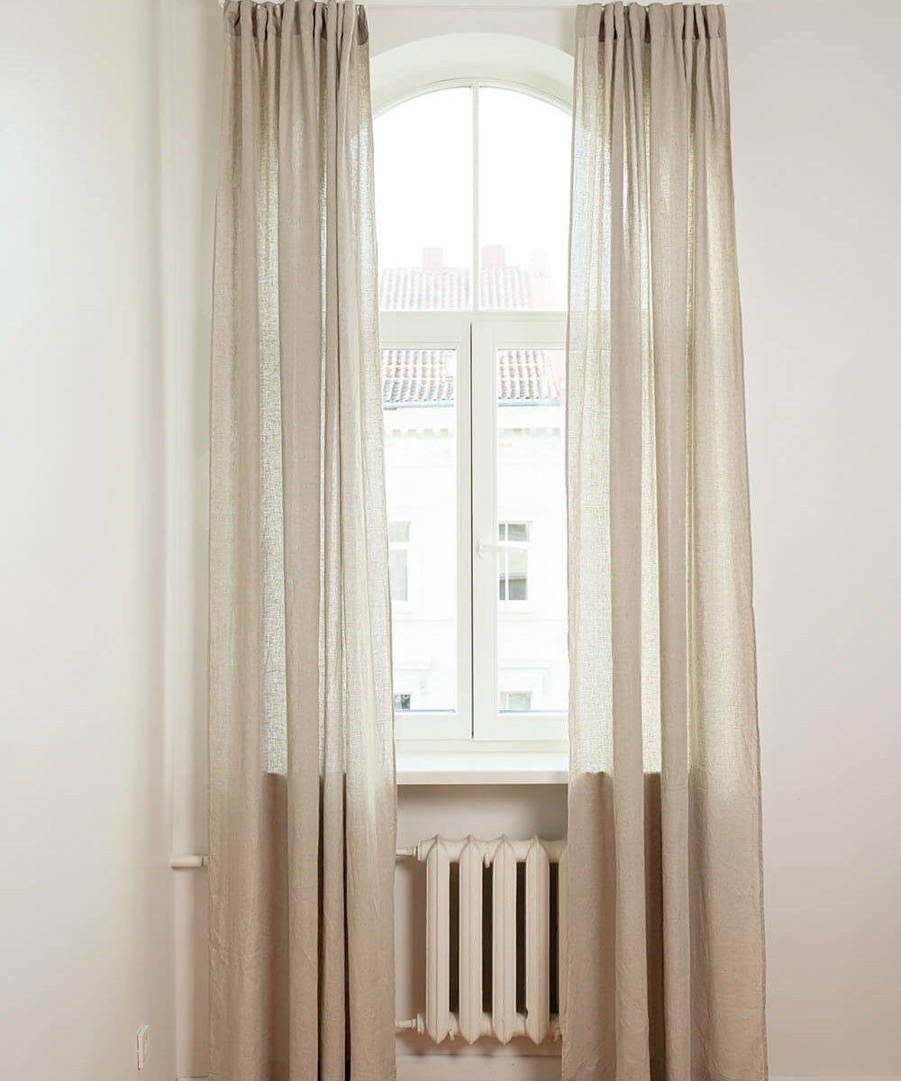 Linen curtain panel set in Natural