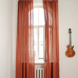 Linen curtain panel with heading tape – photo 1