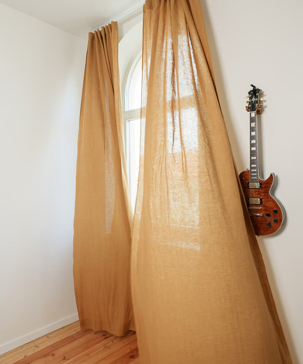 Linen curtain panels in Mustard